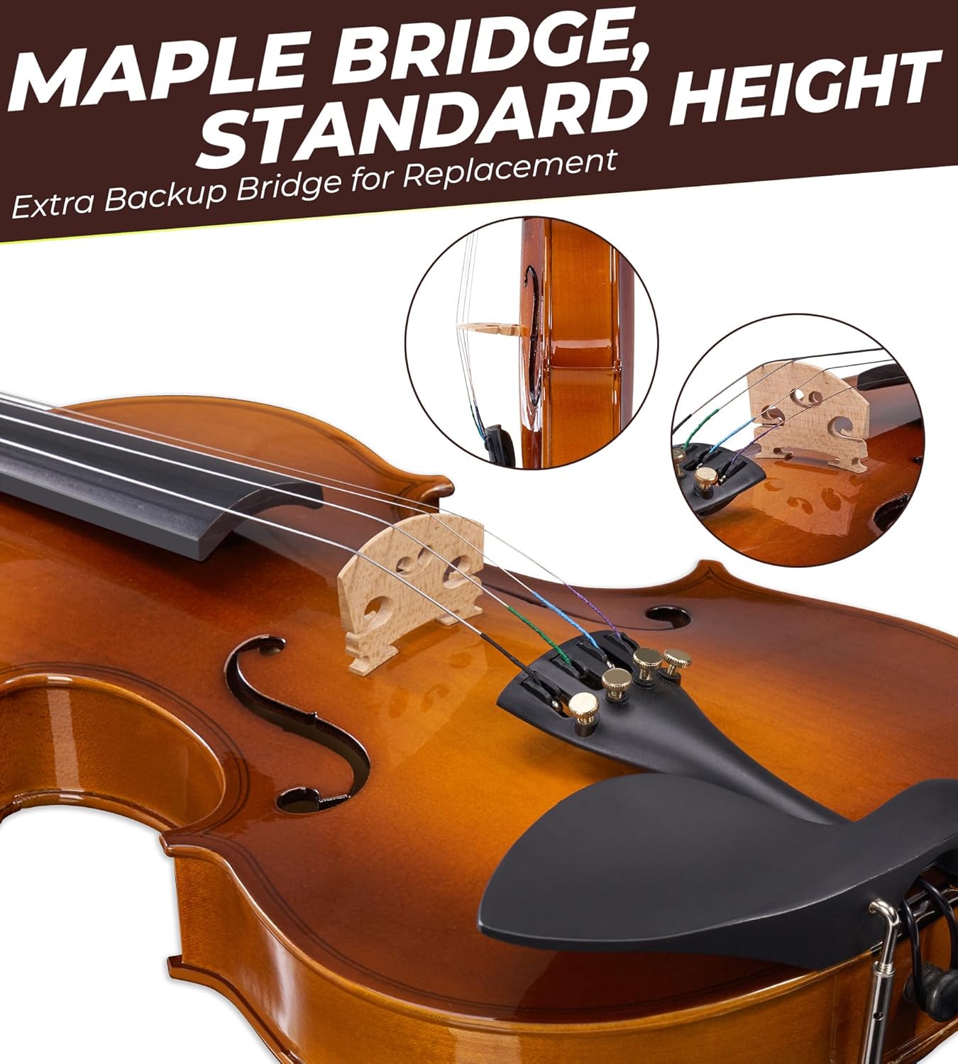Vangoa Violin 1/2 Size Set, Handcrafted Half Size Beginner Acoustic Violin Set - Vangoa