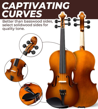 Vangoa Violin 1/4 Size Set, Handcrafted Quarter Size Starter Acoustic Violin Set - Vangoa