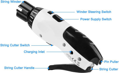 Vangoa Electric String Winder Cutter and Bridge Pin Puller, 3 in 1 Electric Restringing Tool Rechargeable for Guitars Bass Banjo