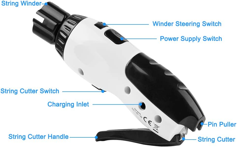 Vangoa Electric String Winder Cutter and Bridge Pin Puller, 3 in 1 Electric Restringing Tool Rechargeable for Guitars Bass Banjo