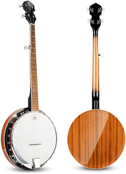 Vangoa 5 String Banjo Remo Head Closed Solid Back with beginner Kit 38 Inch