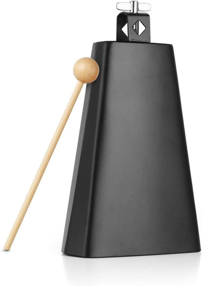 Vangoa 8 inch Metal Steel Cow Bell Noise Maker Cowbell Percussion Instrument with Handle Stick for Drumset Wedding Football Cheering Games