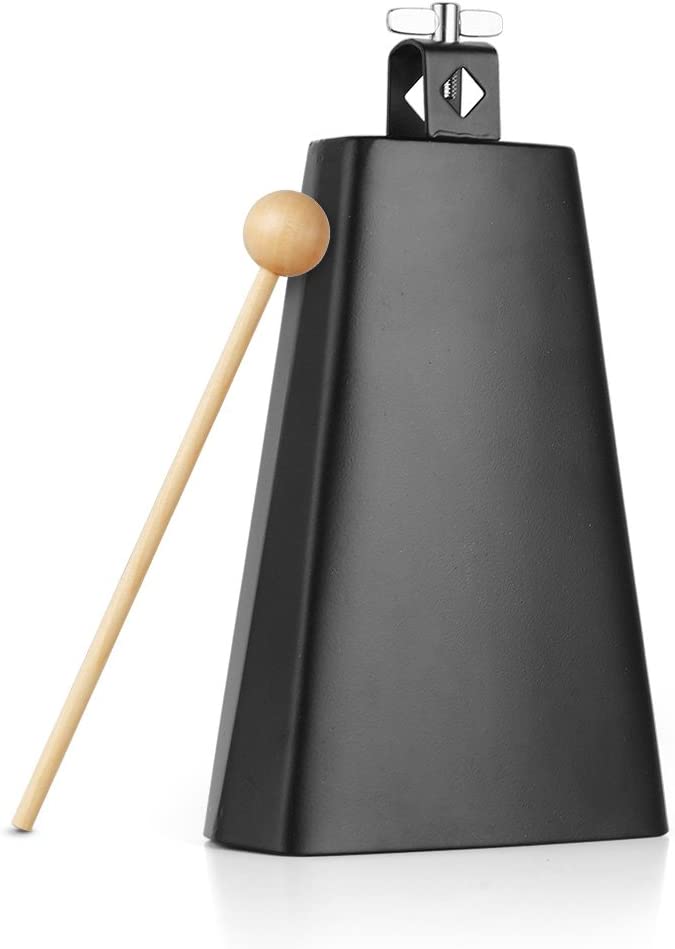 Vangoa 8 inch Metal Steel Cow Bell Noise Maker Cowbell Percussion Instrument with Handle Stick for Drumset Wedding Football Cheering Games