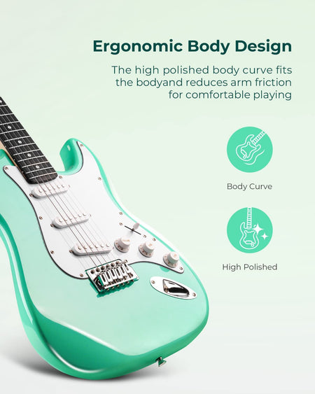 Vangoa 39 Inch Electric Guitar Beginner Kit Green