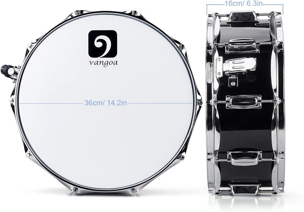Vangoa Snare Drum Kit 14" x 5.5" with 10mm Padding Carry Bag