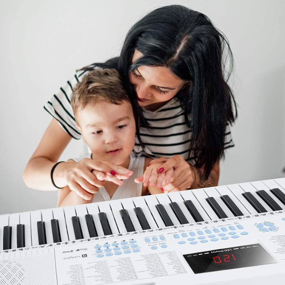 Vangoa VGK611 Piano Keyboard with Mini Lighted Keys for Beginner Kids Boy Girl White