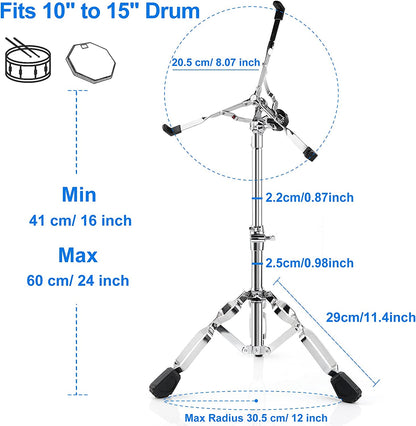 Vangoa Snare Drum Stand Adjustable Height with Carrying Bag Fit 10" to 15" Dia Drums