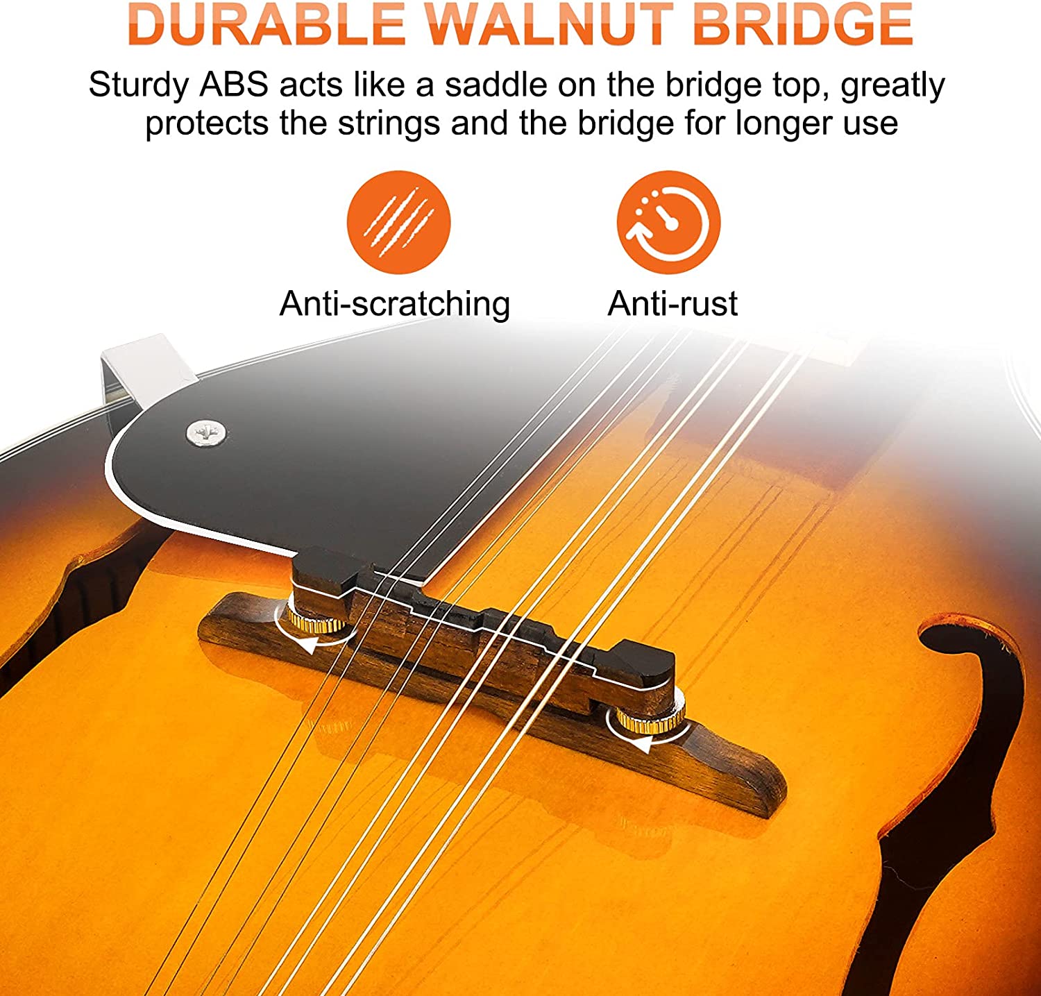 Vangoa LEFT-HANDED A Style Mandolin Musical Instrument 8 String Sunburst