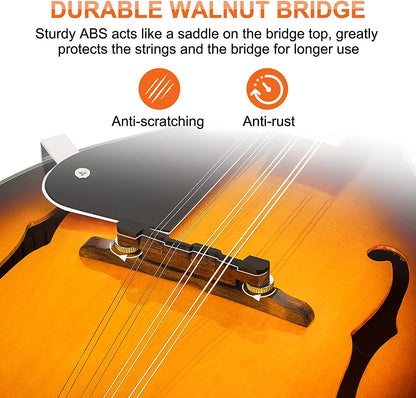Vangoa Mandoline 8 cordes style A pour gaucher Sunburst 