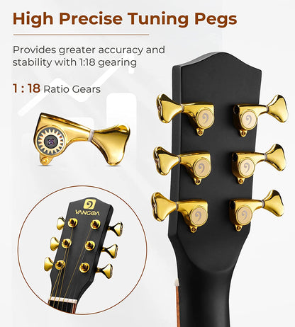 Guitare acoustique Vangoa VG-1 noir mat 41 pouces 