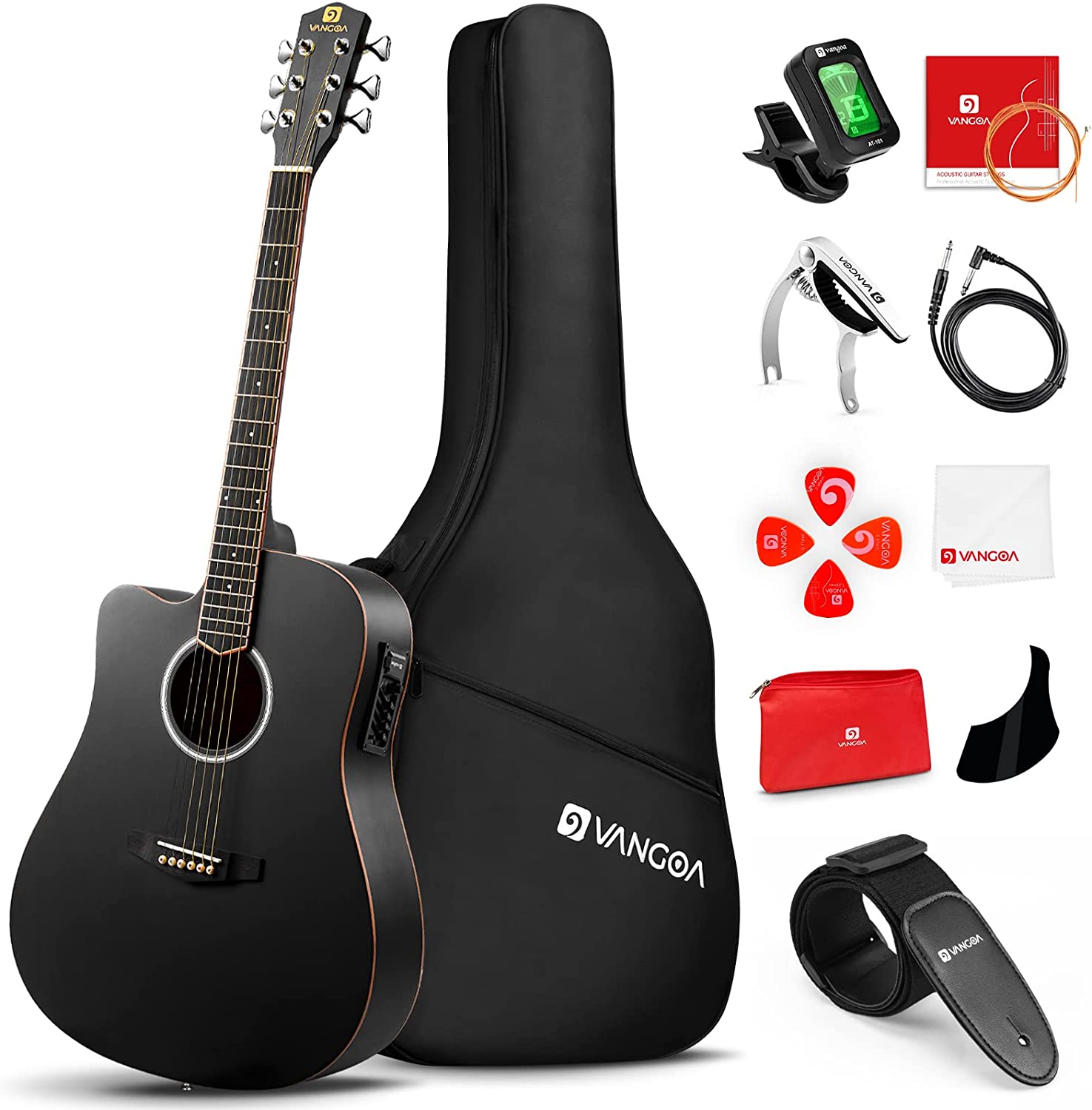 Vangoa 12 string acoustic electric guitar top