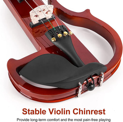 Vangoa 4/4 Full Size Silent Electric Violin for Beginners Kids Solid Wood Electric Fiddle Starter Set