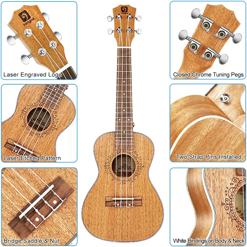 Vangoa VU406 Tenor Ukulele 26 Inch Mahogany Professional Acoustic Ukelele Four String Starter Kit