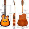 [available on Amazon]Vangoa 12 String Acoustic Electric Guitar Sunburst Gloss