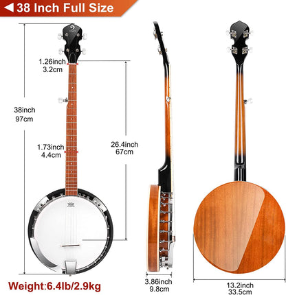 Vangoa Banjo 5 String Beginner Full Size Kit