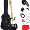 [ON SALE@🇩🇪🇫🇷🇮🇹🇪🇸][available on Amazon]Vangoa E-Gitarre 39 Zoll TELE E-Gitarre Solid Body E-Gitarre Kit mit Tasche, Gurt, Kabel für Anfänger, Schwarz