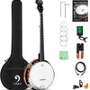 [🇺🇸🇨🇦]Vangoa VBJ-4E Acoustic Electric Banjo 5 String Full Size 24 Brackets with Geared 5th Pegs for Beginners Adults