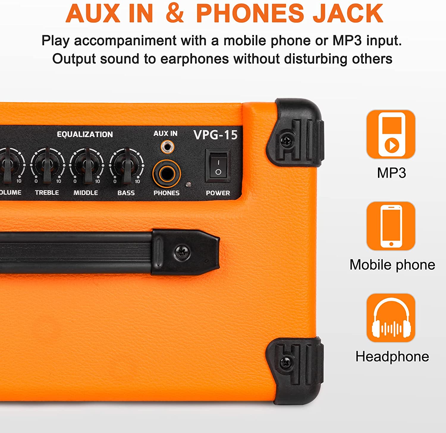 Vangoa Electric Guitar Amp 15W Orange