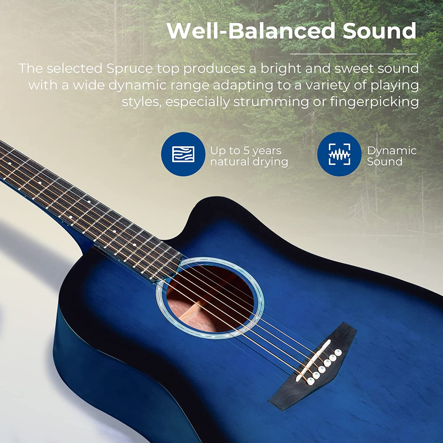 Vangoa 41 Inch Acoustic Guitar Full Size Blue