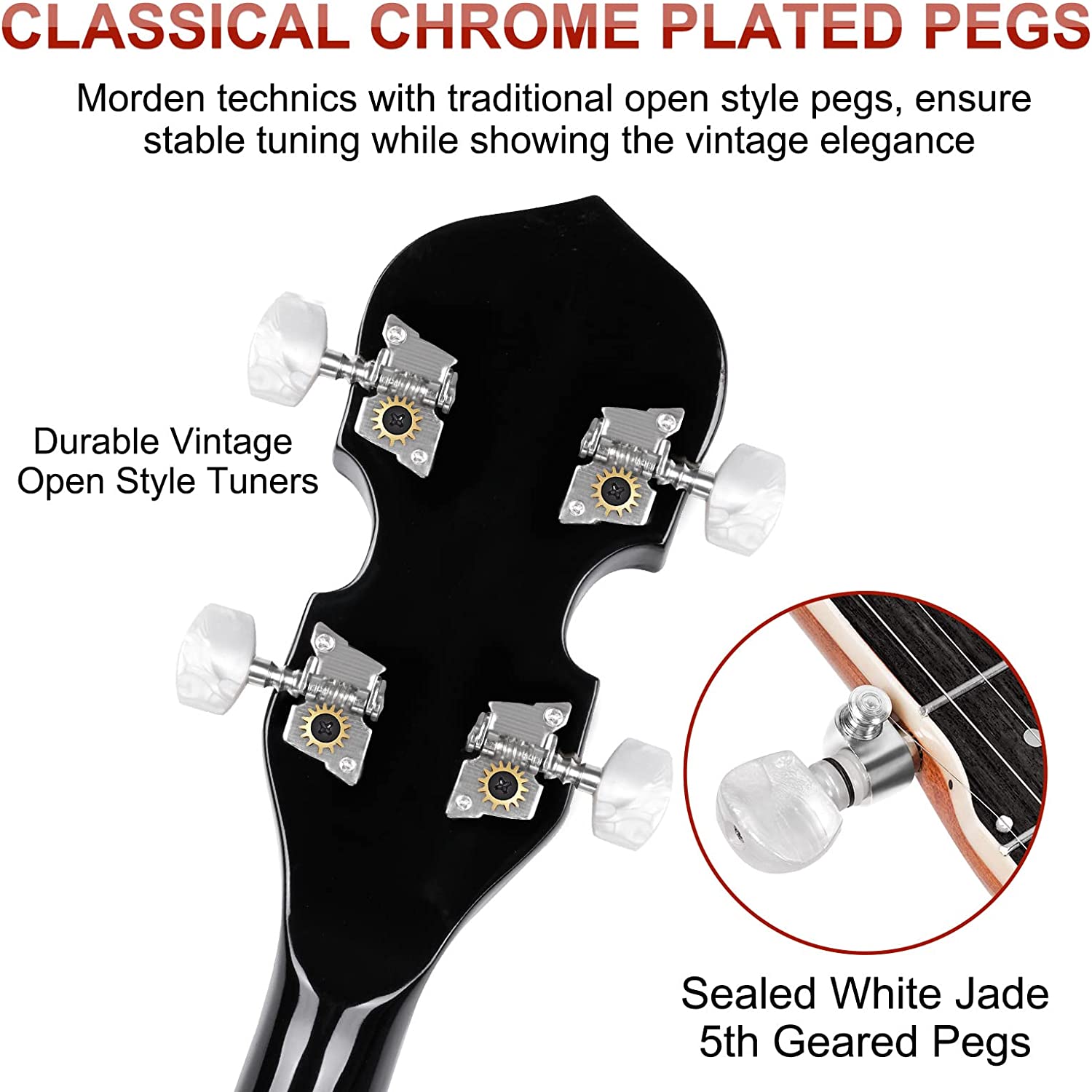 Vangoa Banjo 5 String Full Size 38 In