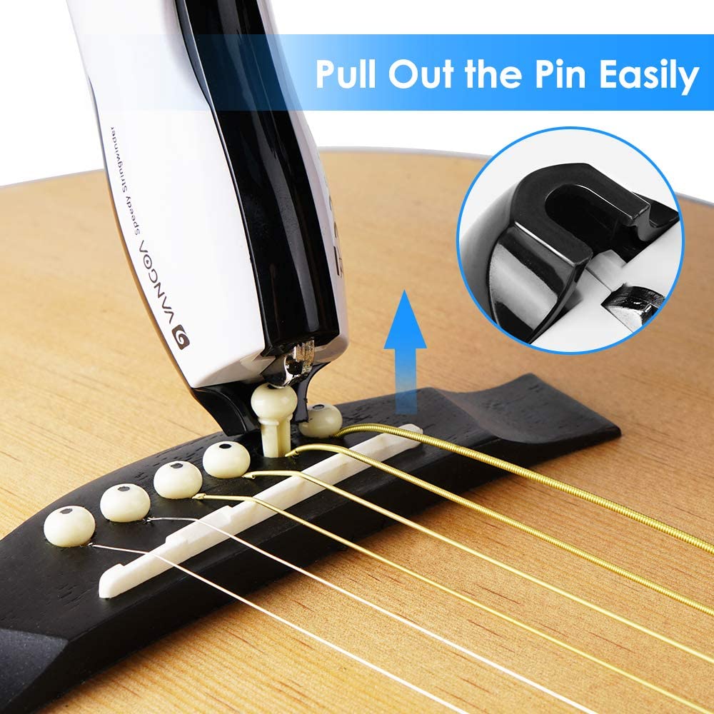 Vangoa Electric String Winder Cutter and Bridge Pin Puller, 3 in 1 Electric Restringing Tool Rechargeable for Guitars Bass Banjo