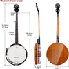 [🇺🇸🇨🇦]Vangoa VBJ-4E Acoustic Electric Banjo 5 String Full Size 24 Brackets with Geared 5th Pegs for Beginners Adults