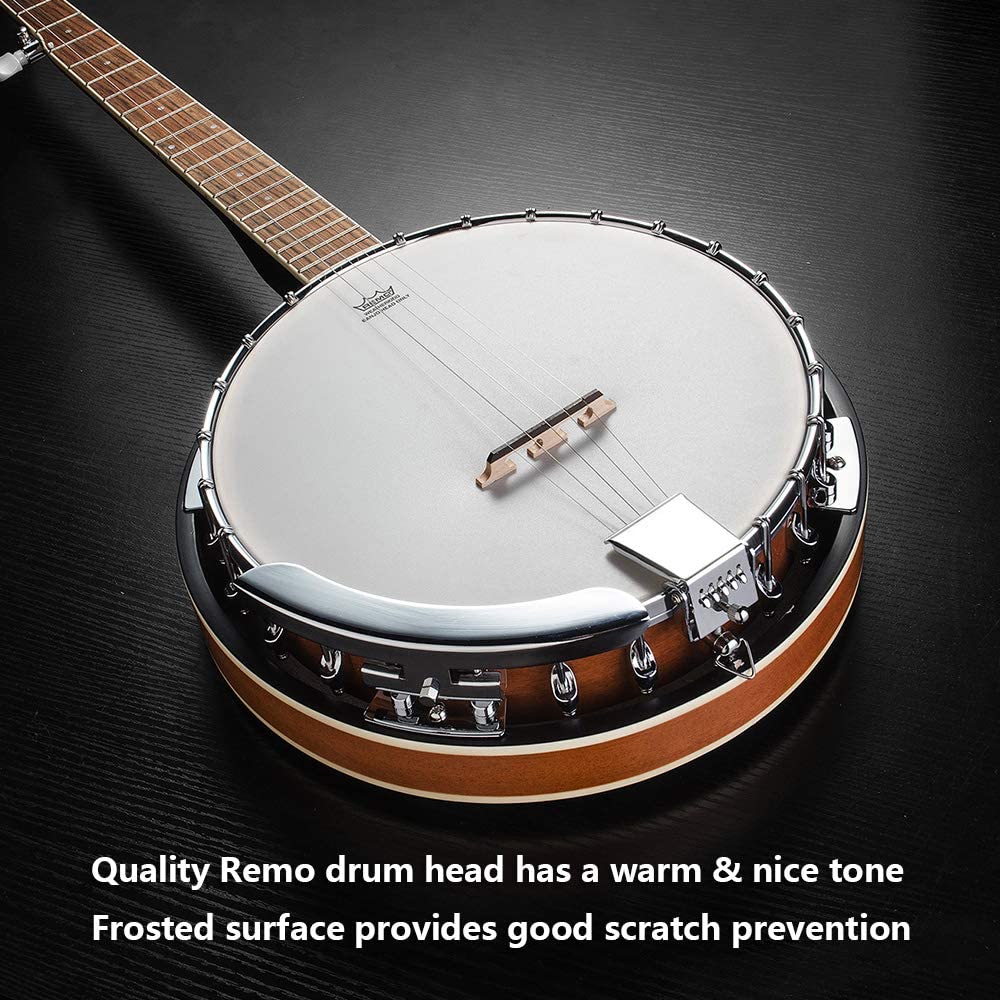Vangoa 5 String Banjo Remo Head Closed Solid Back with beginner Kit 38 Inch