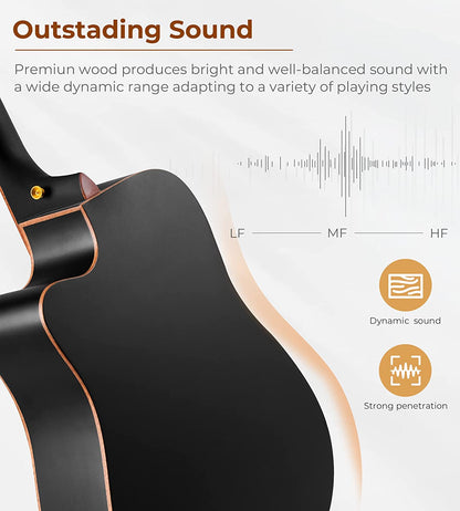 Guitare acoustique Vangoa VG-1 noir mat 41 pouces 