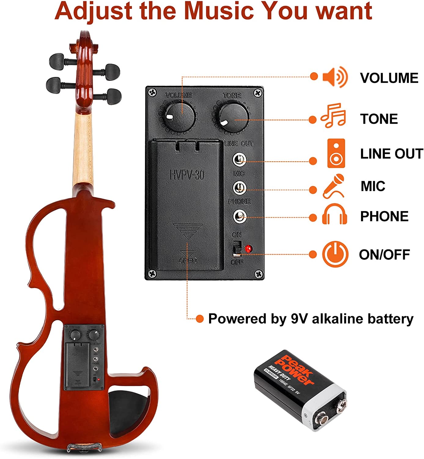 Violon électrique silencieux Vangoa 3/4 pour débutants 