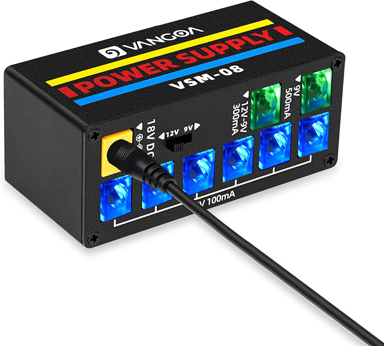Vangoa VSM08 Guitar Pedal Power Supply 8 DC Output Guitar Power Supply