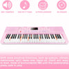[ON SALE@🇩🇪🇫🇷🇮🇹🇪🇸]Vangoa Klaviertastatur 61 Mini Tasten Tragbare Elektronische Klaviertastatur, Klavier Keyboard Kinder mit Ständer & Mikrofon für Anfänger Jungen und Mädchen, Rosa