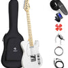 [ON SALE@🇩🇪🇫🇷🇮🇹🇪🇸][available on Amazon]Vangoa E-Gitarre 39 Zoll TELE E-Gitarre Solid Body E-Gitarre Kit mit Tasche, Gurt, Kabel für Anfänger, Weiß