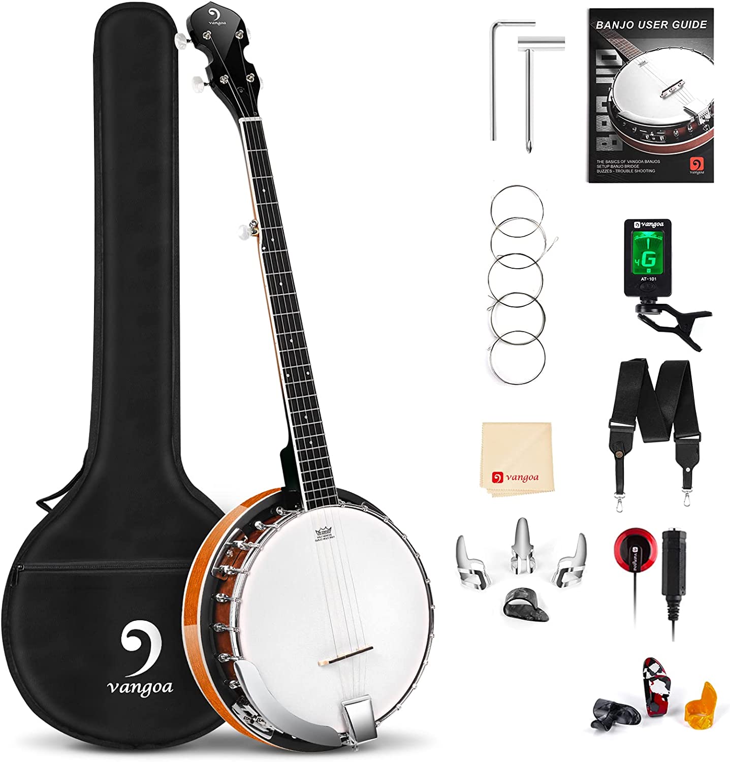 Vangoa Banjo 5 String Full Size 38 In