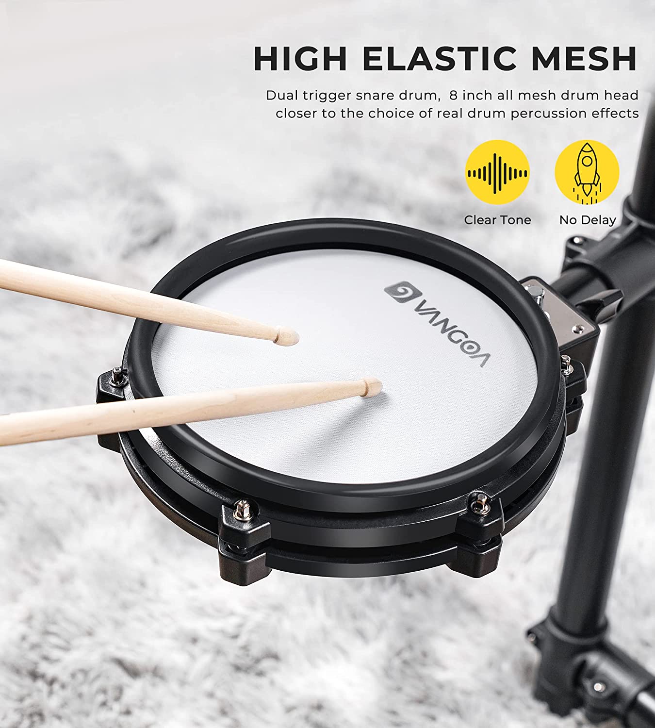 Vangoa VED-A200 8 Piece Electronic Drum Set for Beginner with 480 Sounds