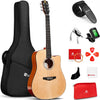 [ON SALE@🇩🇪🇫🇷🇮🇹🇪🇸]Vangoa 4/4 Acoustic Guitar Full Size Cutaway Adult Folk Guitar 41 inches for Beginner with Starter Kit, Gig Bag, Glossy, Natural
