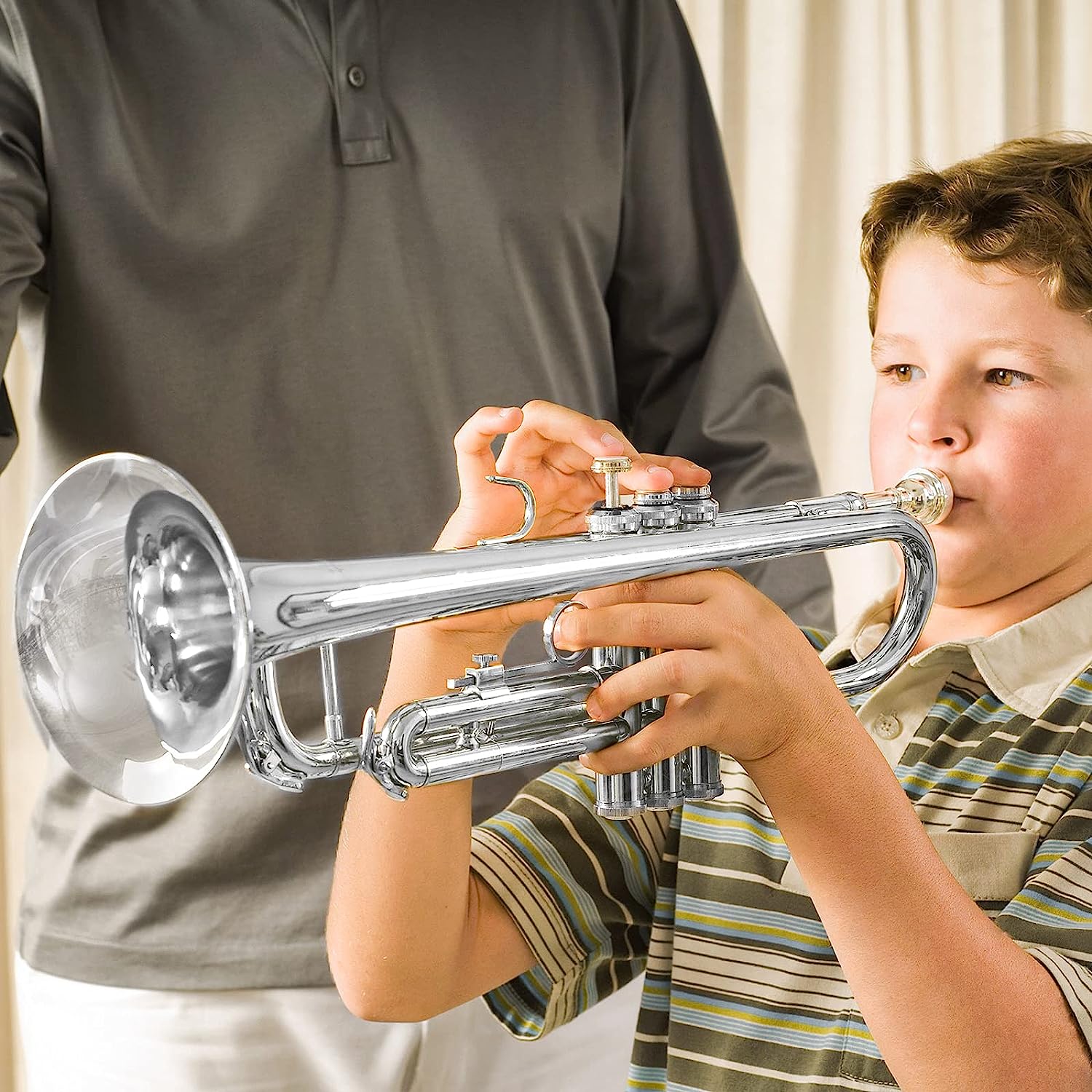 Vangoa VTB-1 Standard Bb Trumpet for Beginners with Valve Oil Silver