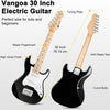 [ON SALE@🇩🇪🇫🇷🇮🇹🇪🇸][available on Amazon]Vangoa Kinder E-Gitarre, 30 Zoll Electric Guitar Starter Kit für Kinder Anfänger mit digitalem Stimmgerät, Kapodaster, Gurt, Saiten, Kabel, Plektren, Schraubenschlüssel Schwarz