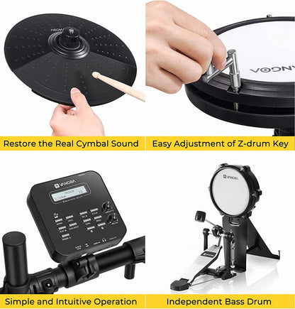 Vangoa VED-A200 8 Piece Electronic Drum Set for Beginner with 480 Sounds