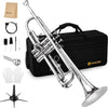 [ON SALE@🇺🇸]Vangoa VTB-1 Standard Bb Trumpet for Beginners with Valve Oil Silver