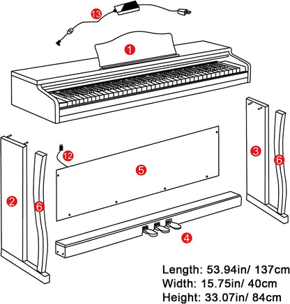 Vangoa VDP-H200 88 Key Weighted Digital Piano with Furniture Stand, Slide Key Cover White