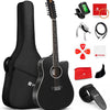 [available on Amazon]Vangoa VGE12-2 12 String Guitar, Acoustic Electric Cutaway Guitar, Black