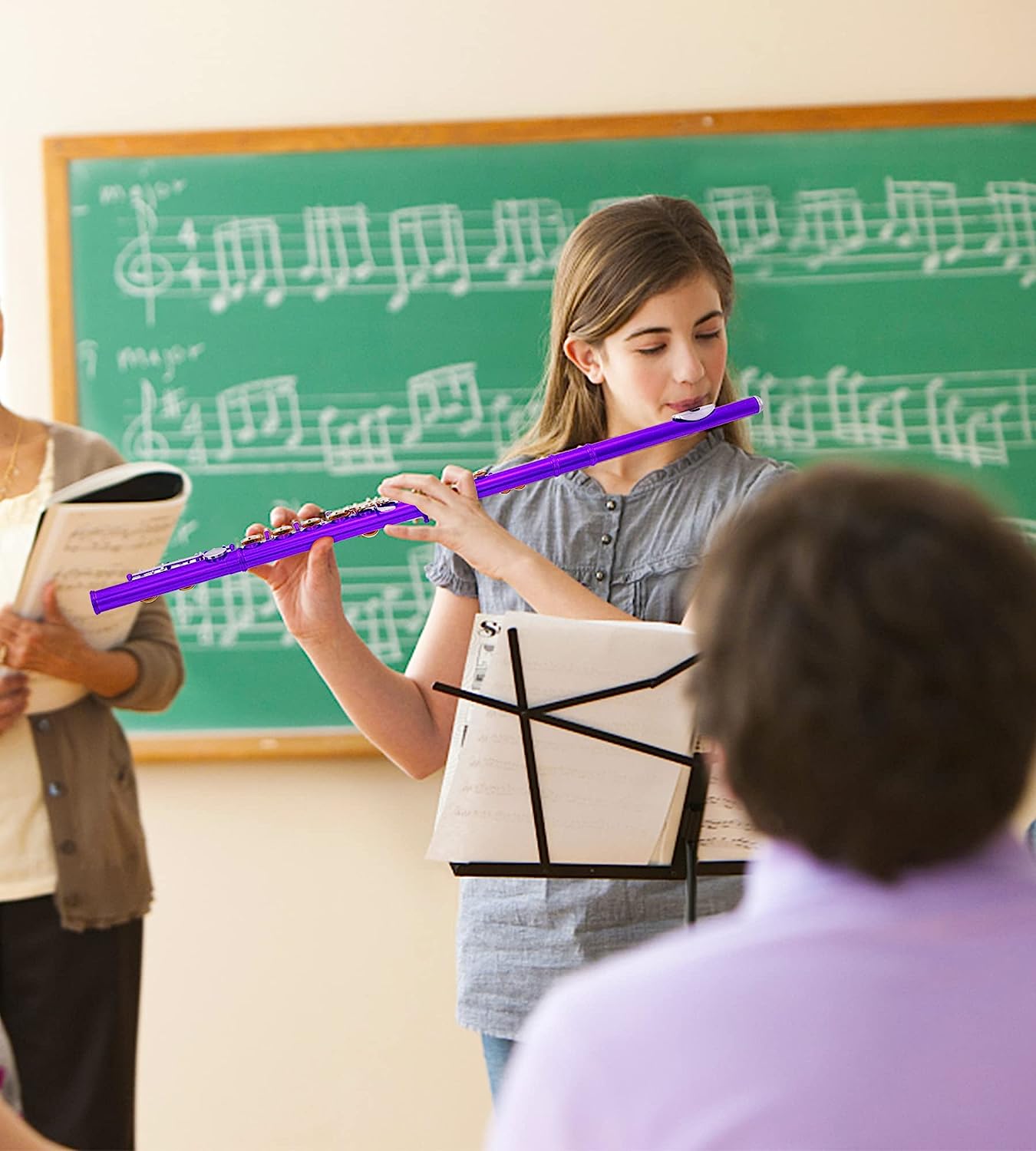 Vangoa Closed Hole C Flute for Beginners Kids Student 16 Keys Purple