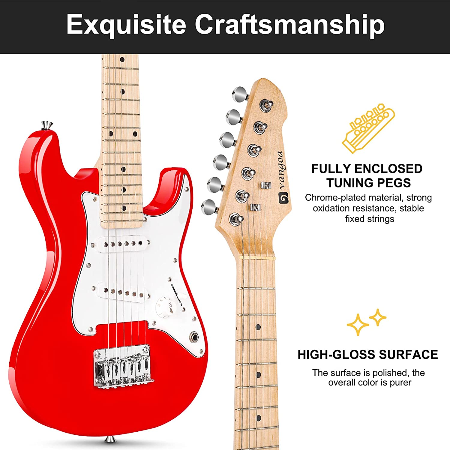 Vangoa 30 Inch Kids Electric Guitar with Digital Tuner Red