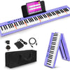 [ON SALE@🇬🇧🇩🇪🇫🇷🇮🇹🇪🇸]Vangoa VGD882 Folding Piano Keyboard 88 Lighted Keys Bluetooth Digital Piano with Semi-Weighted Keys Electronic Piano, Rechargeable, Foldable, Portable, Purple