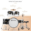 [🇺🇸🇩🇪🇫🇷🇮🇹🇪🇸]Vangoa 5-Piece 16 Inch Drum Kit Black