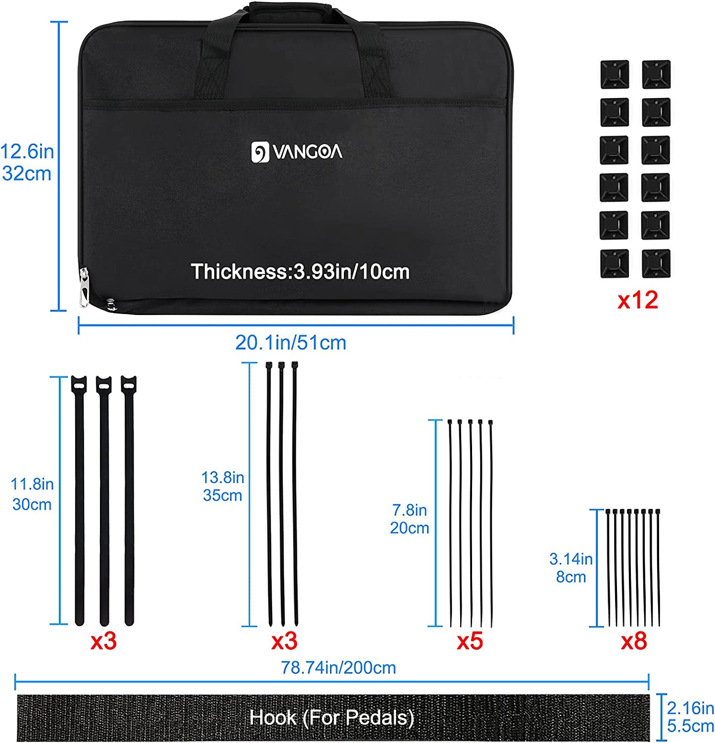 Vangoa Basic VPB30 Gitarren-Pedalboard mit Tragetasche, Aluminiumlegierung, ultradünn, 1,1 kg 
