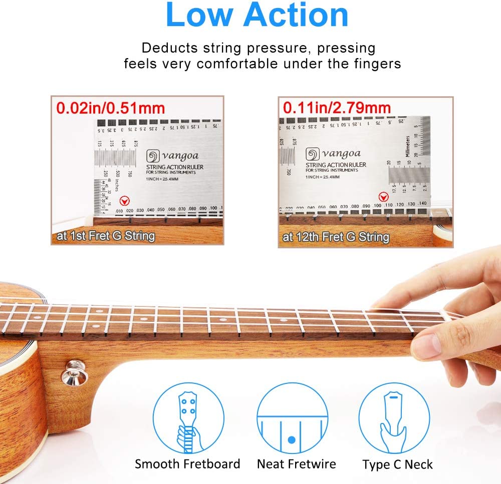Vangoa VU403 Ukulele Concert Mahogany Bundle 23 inch Ukelele for Beginners Four String