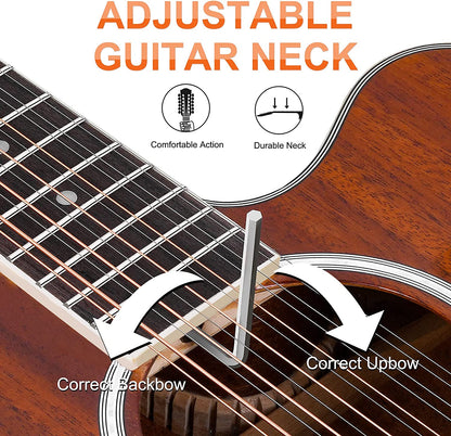 Vangoa VGE12-3 12 String Acoustic-electric Guitar Dreadnought Cutaway Sapele Body Natural Gloss