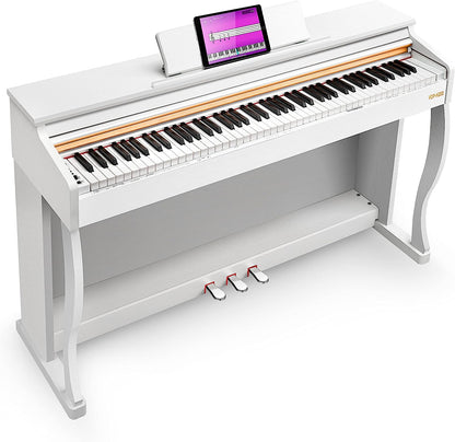 Vangoa VDP-H200 88 Key Weighted Digital Piano with Furniture Stand, Slide Key Cover White
