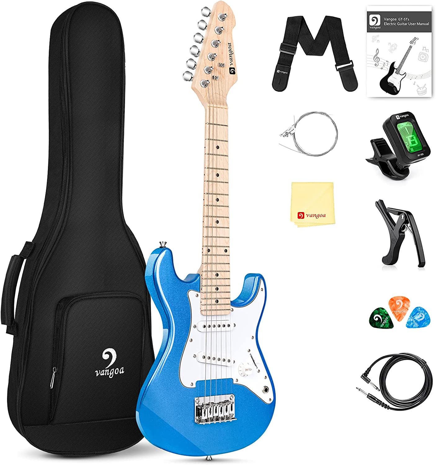 Vangoa 30 Inch Kids Electric Guitar with Digital Tuner Blue
